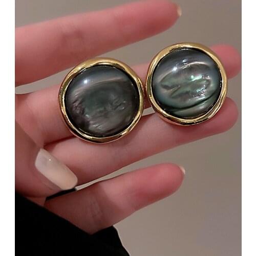 New Simple Vintage Round Resin Stud Earrings For Women Fashion Jewelry Temperament Earings Brincos Wholesale
