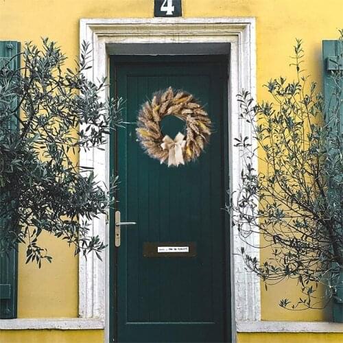 Autumn Fall Wreath Front Door Wreath Harvest Wheat Ears Grain Garland for Wedding Wall Home Farmhouse Thanksgiving Decor