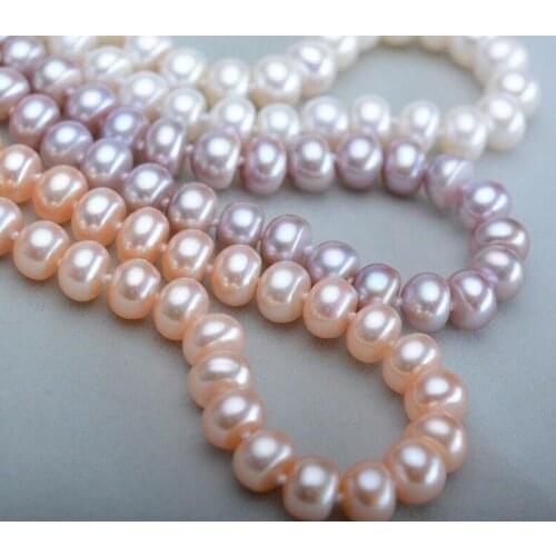 8-9 MM AAA natural PINK Purple white Pearl Necklace 18" 36"