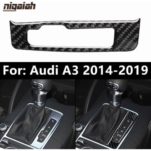 Carbon Fiber Interior Control Gear Box Shift Panel For Audi A3 2014-2019 8V Protective Cover Trim Stickers Car Accessories