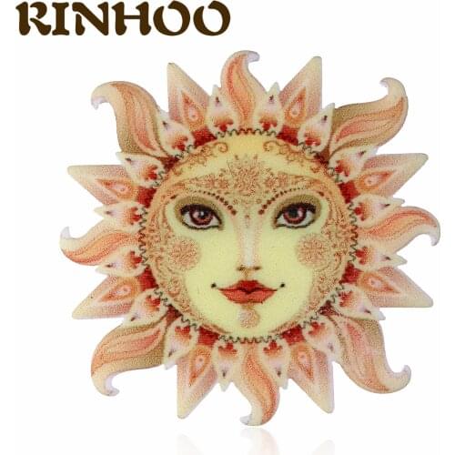 RINHOO New Design Acrylic Hot Sun Brooches Women Unisex Cute Planets Brooch Lover Office Party Brooch Lapel Pins Gifts