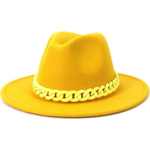 Woolen hat womens necklace Fedora hat autumn and winter new style wide brim big brim hat mens wedding hat Panama hat wholesale