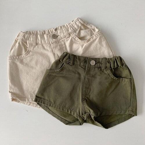 Childrens Korean version of the new summer shorts for boys and girls loose western style simple solid color casual shorts