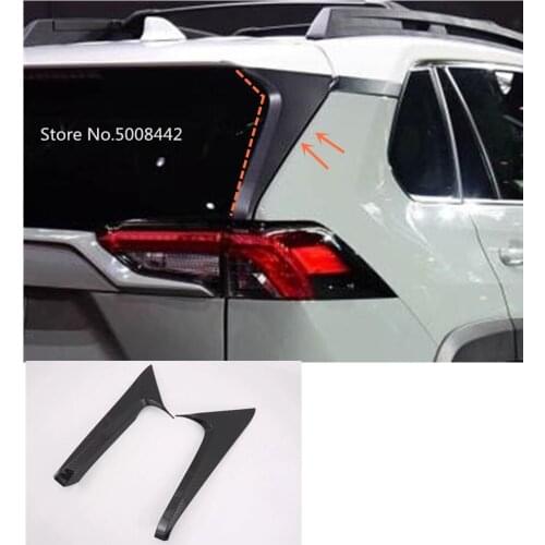 Car body styling rear tail spoiler side triangle molding window bezel trim sticker 2pcs For Toyota RAV4 2019 2020
