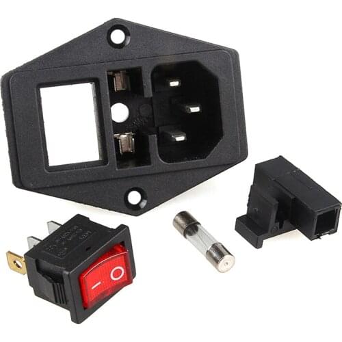 Power Switch 220V/110V 10A power socket with triple Rocker Switch tripod feet of copper with fuse for LERDGE 3d printer Parts