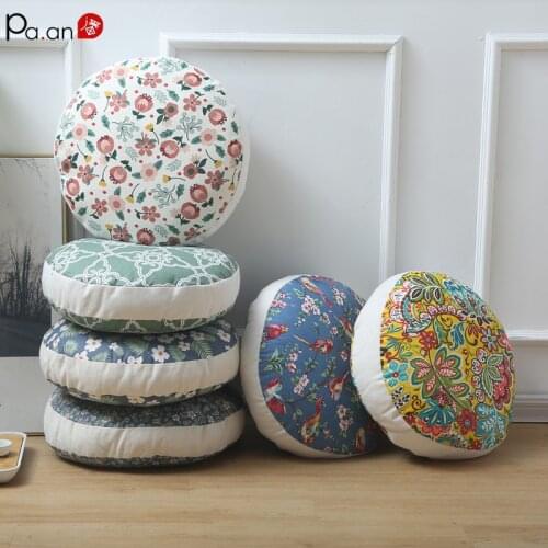 Japanese Futon Cushion with Core Removable Washable Fabric Cushion Floor Cushion Round Household Pillow Meditation Cushion