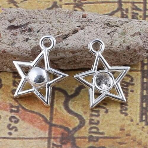 High quality 50 PCS/Lot 16mm*13mm jewelry handmade bright silver plated diy stars charms