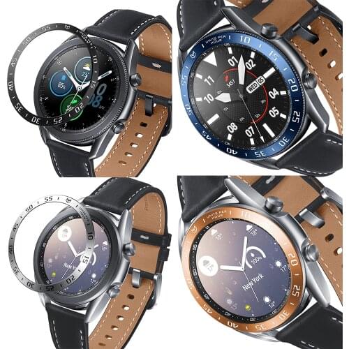 Metal Steel Bezel Ring Glass Screen Protector For Samsung Watch3 Galaxy Watch 3 41mm/45mm Protective Film Frame Case Edge Cover