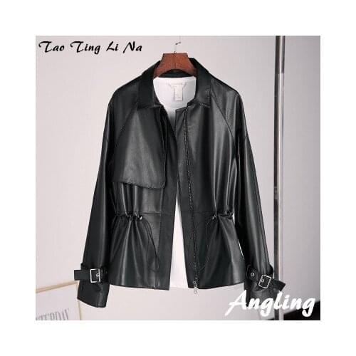 2020 Women Spring Genuine Real Sheep Leather Jacket R17