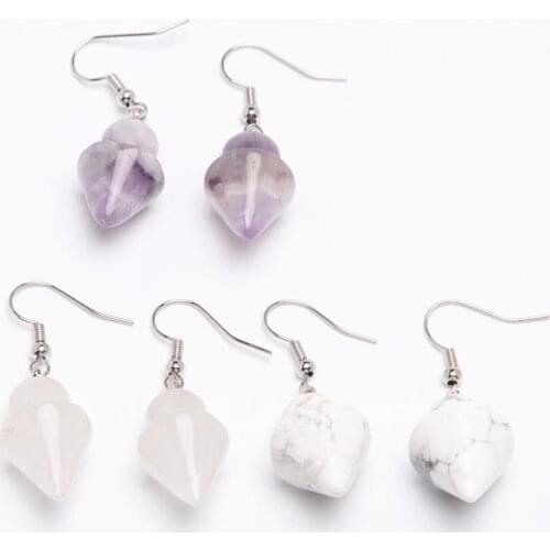 Hot sale natural stone accessories fashion Earrings 2020 natural Crystal cone earrings Women Men Healing Crystal Reiki Jewelry