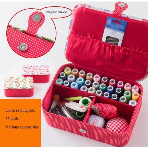 1 Set Cloth Wedding Sewing Box Stitching Needle Tape Scissor Threads Wedding Dowry Sewing Kit Storage Boxes Home Sewing Tools