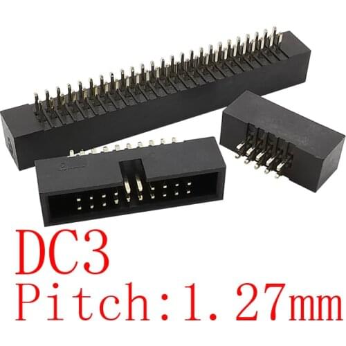 10Pcs/lot DC3 1.27 mm Pitch IDC Box Pin Header Connector Straight Pin DC3 1.27mm Double Row Male Socket DC3 HEADERS 2x3-25Pin