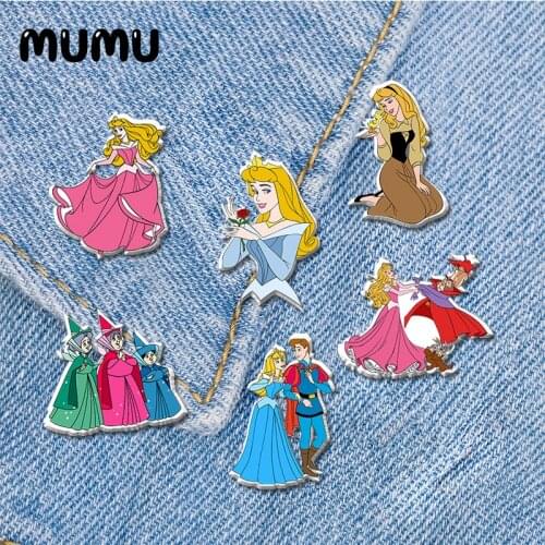 2021 New Sleeping Beauty Lapel Pin Princess Aurora Acrylic Brooches Handmade Epoxy Jewelry Shirt Bag Badge