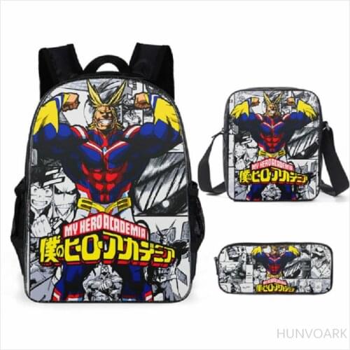 3PCS My Hero Academia 3 Children School Bags Orthopedic Backpack Kids School Boys Girls Mochila Infantil Catoon Bags