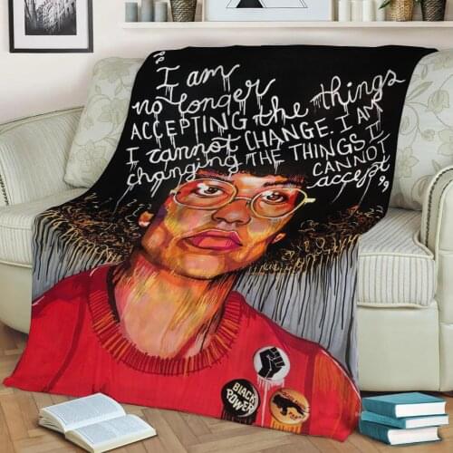 Angela Davis 3D Print Plush Blanket Throw On Sofa Home Decor Soft Warmth Washable Nap Blanket Dropshipping
