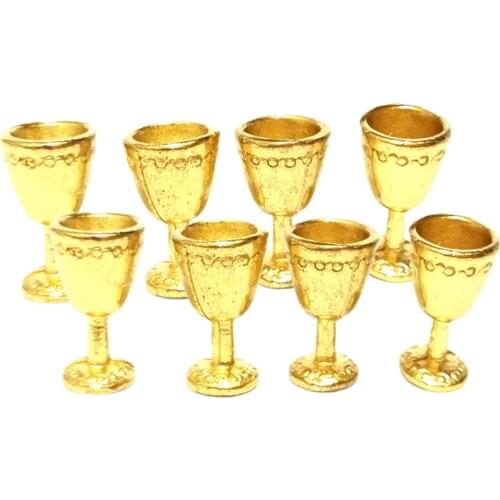 1:12 Scale Dollhouse Accessories,8pcs Miniature Goblet Wine Glasses Champagne Cups Model, Dollhouse Decorations Kit