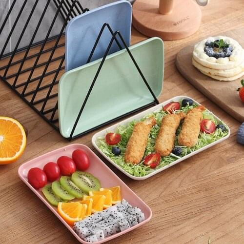 Solid Color Domestic Wheat Straw Rectangular Tableware Barbecue Dishes Snacks Sushi Fruit Dishes Kitchen Accessories Tools