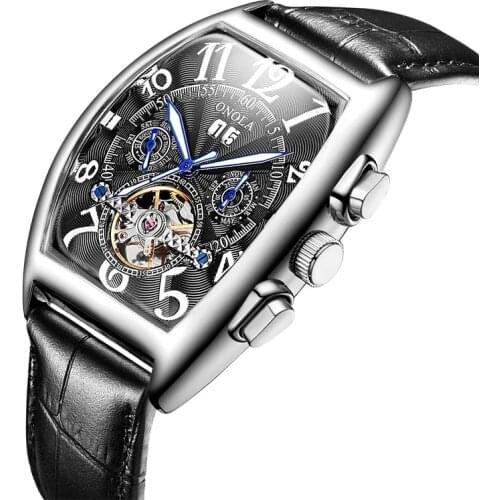 Men Watch 2021 Automatic Mechanical Fashion Business Wristwatch Flywheel Design Best Gift for Men Moon Phase Waterproof