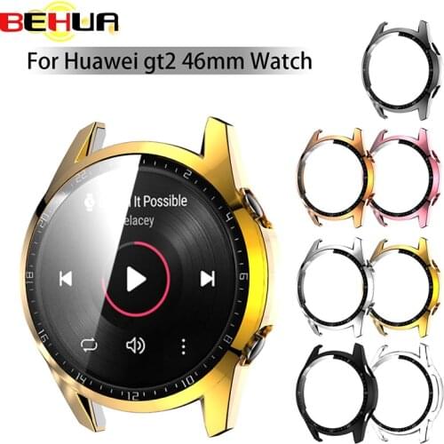 BEHUA Case for Huawei watch GT2 GT 2 42mm 46mm Strap Band Watch PC Plated All-Around Screen Protector Cover bumper Accessories