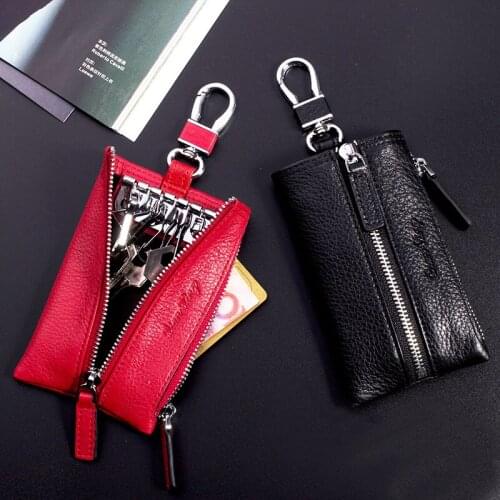 Key Cover Case for Women Leather Waist hanging Multifunction High capacity Key bag Man Coin Purse for BMW Ford honda VW Volvo