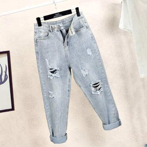Ff1006-1 2021 new autumn winter women fashion casual Denim Pants boyfriend frayed ripped jeans for women street style