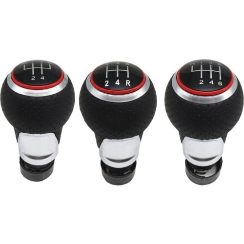 FaroeChi 6/5 Speed Leather Gear Shift Only Knob With Red Ring For Audi A4 S4 B8 8K A5 8T Q5 8R S Line 07-15