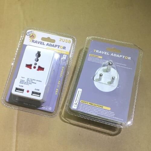 INDIA 2 USB Charging Port All in One Universal Worldwide Travel Wall Charger AC Power Small South Africa Plug Adapter Adaptor