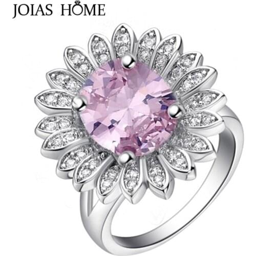 Joiashome Classic 925 Sterling Silver Ring With 9*11mm Oval Shape Pink Gemstones Zircon Women Rings For Wedding Party Wholesale
