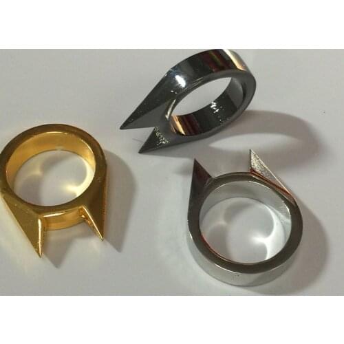 1Pc Women Men Safety Survival Ring Tool EDC Self Defence Stainless Steel Ring Finger Defense Ring Tool Silver Gold Black Color