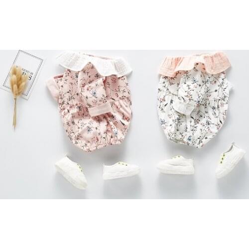 Angoubebe B20H06 100% Cotton Clothing With Small Floral Print Infant Baby Girl Romper for Spring Autumn