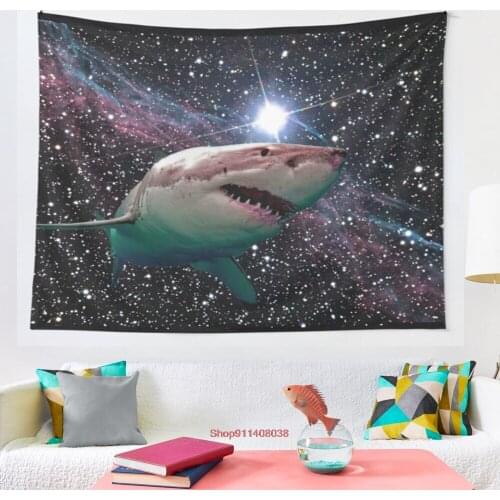 Space shark tapestry Wall Hanging Bedspread Wall Art Bedding Curtain Throw Sheet Furniture Comfort Sporting Events