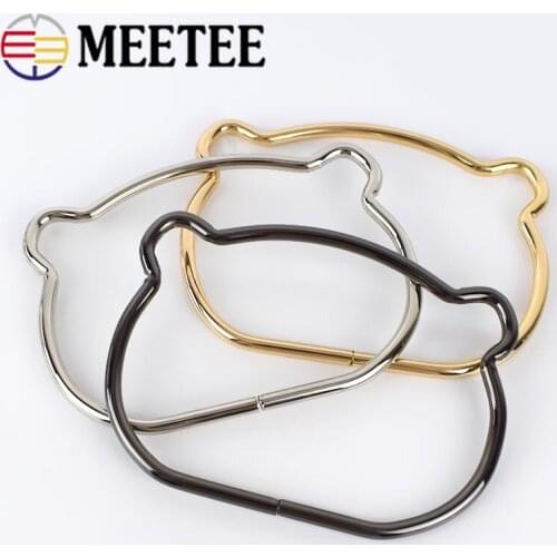 Meetee Iron Ring Metal Bag Handles Buckles For Women Handbag Purse Lock Decoration Clasp Handle Connector DIY Bags Accessories