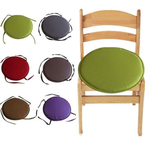 Round Chair Cushion For Dining Home Decor Kitchen Office Chair Seat Cushions Solid Color Circular Non-slip Tie-on Chair Pads