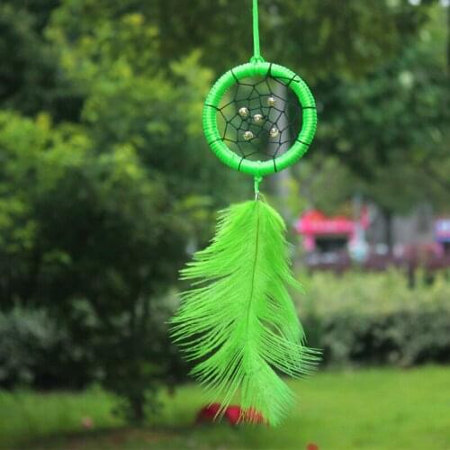 Dream Catcher Home Decor, Green lovely Feather Dreamcatcher Wind Chimes Religious Mascot Car or Wall hanging Decoration