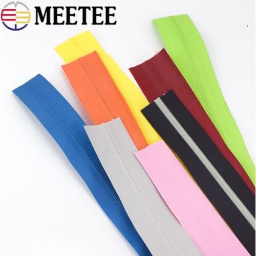 Meetee 2meter 3# 5# Nylon Coil Waterproof Zipper Color Coded Reverse Zip with Slider DIY Garment Outdoor Bags Sewing Accessories
