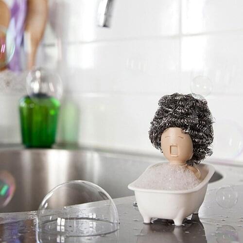 Kawaii Sponge Rag Kitchen Storage Organizer Drain Shelf Holder Accessories Storage Box Unit Plastic Storage Containers