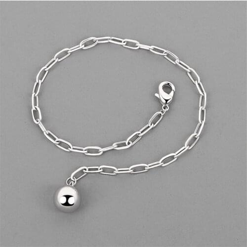 925 Sterling Silver Punk Geometric Tassel Round Beads Charm Bracelets For Women Elegant Birthday Wedding Party sl046