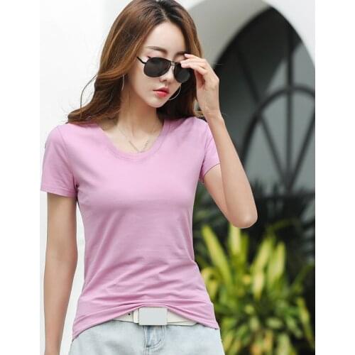 MRMT 2021 Brand New Womens T Shirt Short Sleeve Round V-neck Solid Color Short T-shirt for Female Slim Solid Color Tops Tshirt