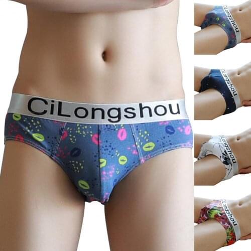 Mens Briefs Bikini Gay Underwear Innerwear Gay Soutong Men Briefs U Convex Comfy Print Stretchy Low Waist Panties Underpants