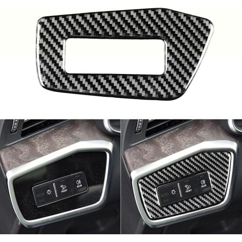 Car Headlight Switch Trim Stickers for Audi A6L A7 2019 LHD Carbon Fiber Headlight Switch Frame Cover Decoration