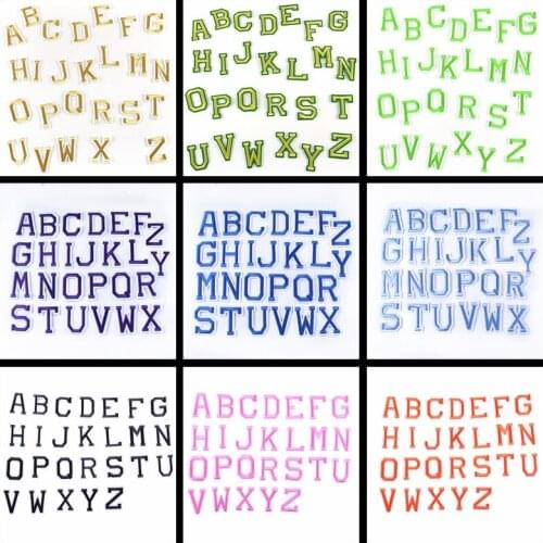 Pulaqi Colorful Letters Patch Iron on Patches For Clothing CartoonStripes Embroidery For Clothes A-Z English Alphabet Appliques