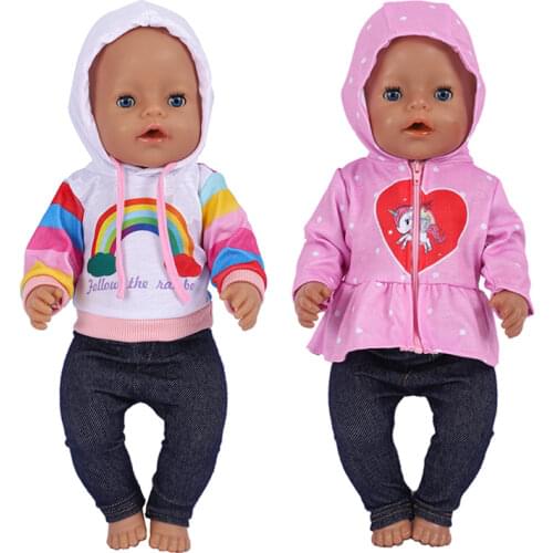 New Jacket 43 cm Doll Clothes Rainbow Hoodies Baby Born Clothes Reborn Doll Accessories Doll Customizing Supplies Girl Toys