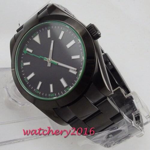 NEW Arrive 40mm BLIGER Black Sterile Dial PVD Coated Deployment clasp Luxury Brand Automatic Movement mens Watch