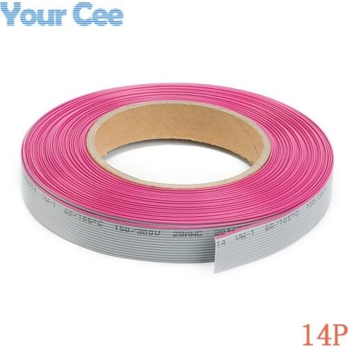 5m/lot 1.27mm Spacing Pitch 14 pin 14P Grey Gray Flat Ribbon Data Cable Wire Connector AWG28 300V Insulation: 9mils 14 Way