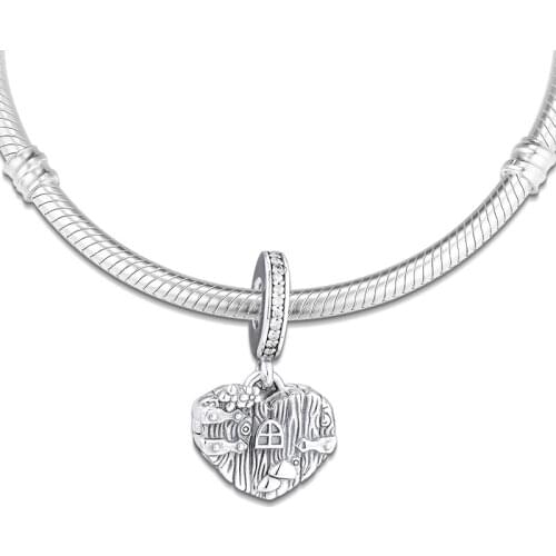 Charms fits for Bracelets Necklaces Home Sweet Heart Dangle Beads 100% 925 Sterling-Silver-Jewelry Free Shipping
