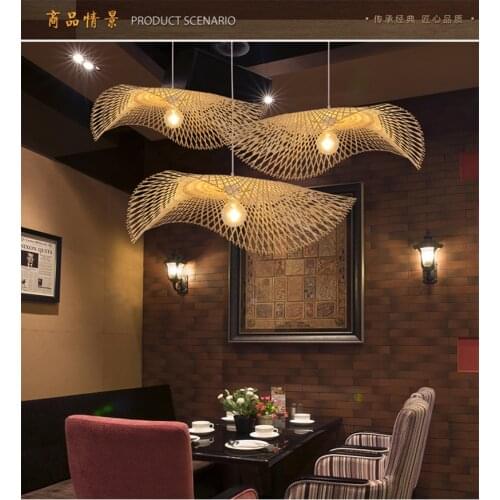 Modern Bamboo Hanging Lamps Handmade Bamboo Pendant Lights Japanese Style Wood and Bamboo Chandelier For Kitchen Coffee Shop