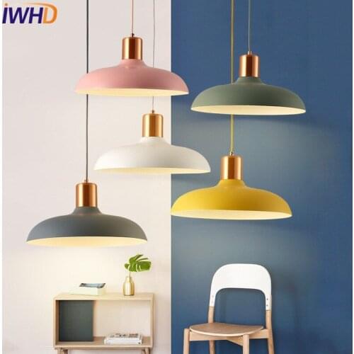 IWHD Loft Style Simple Iron LED Pendant Light Fixtures Creative Modern Hanging Lamp Dining Room Droplight Indoor Lighting