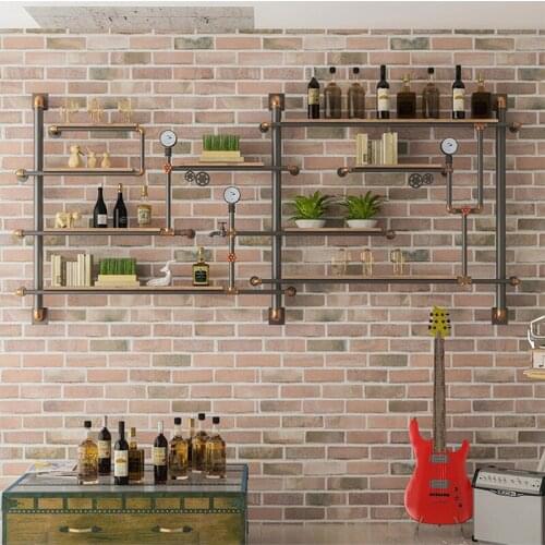 Retro Design Metal Wall Shelf Wine Rack Iron Art Wine Rack High Temperature Baking Paint Wall Decoration Wall Shelf 230*250CM