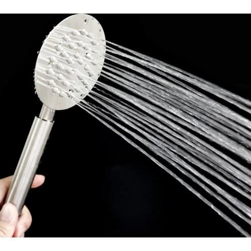 201Stainless Steel Handheld Shower Head High Pressure Rainfall Water Saving Square Circular Electroplating Bathroom Accessories