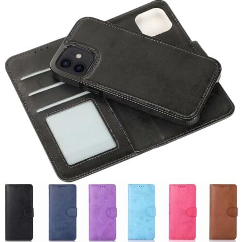 2 in1 Detachable Leather Case for iPhone 12 Mini 11 Pro Max SE 2020 XR XS 6 7 8 Plus Luruxy Flip Wallet Magnetic Protect Cover